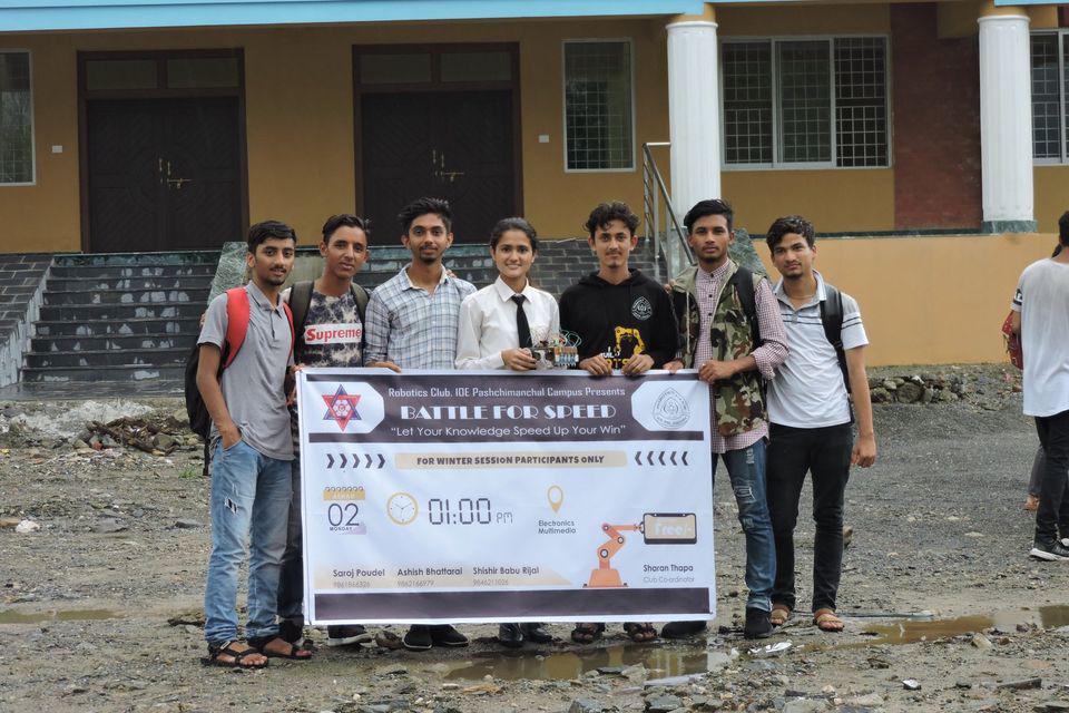 Me and the team winning the Line Follower Competion organised by Robotics Club, WRC